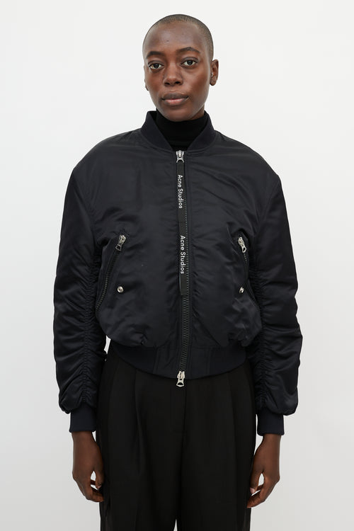 Acne Studios Black Nylon Clea Bomber Jacket