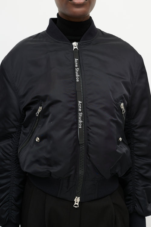 Acne Studios Black Nylon Clea Bomber Jacket