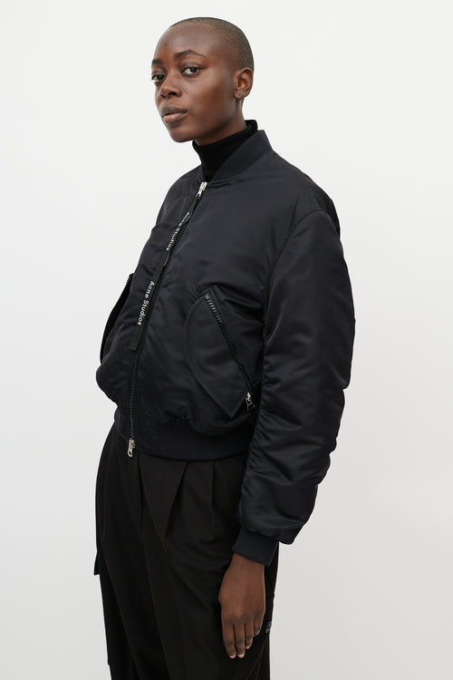 Acne Studios Black Nylon Clea Bomber Jacket