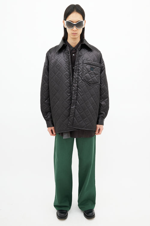 Acne Studios Black Quilted Face Oversized Shirt Jacket