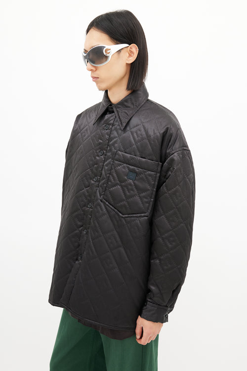 Acne Studios Black Quilted Face Oversized Shirt Jacket