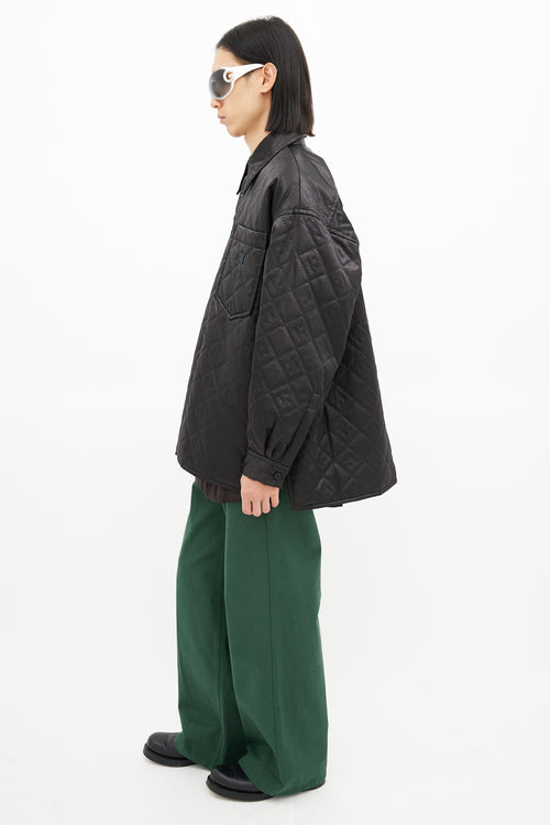 Acne Studios Black Quilted Face Oversized Shirt Jacket