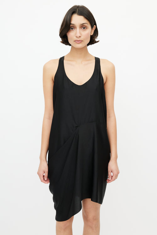 Acne Studios Black Satin Gathered Dress