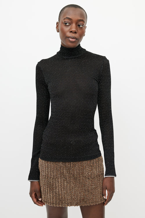 Acne Studios Black 
Silver Metallic Woven Turtleneck