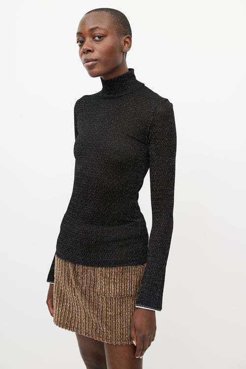 Acne Studios Black 
Silver Metallic Woven Turtleneck