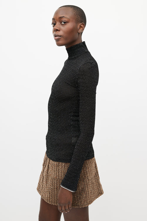 Acne Studios Black 
Silver Metallic Woven Turtleneck