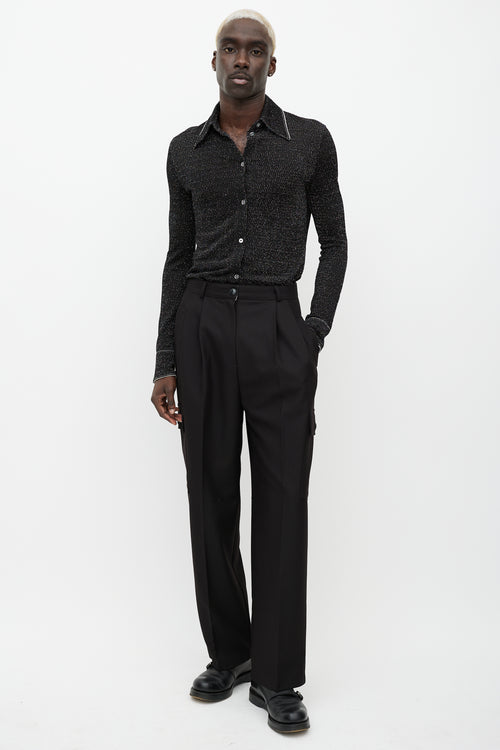 Acne Studios Black 
Silver Sparkle Button Up Shirt