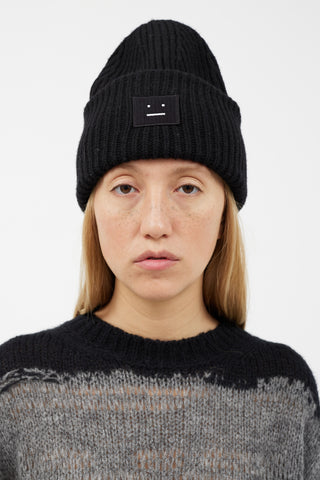 Acne Studios Black Wool Knit Face Beanie