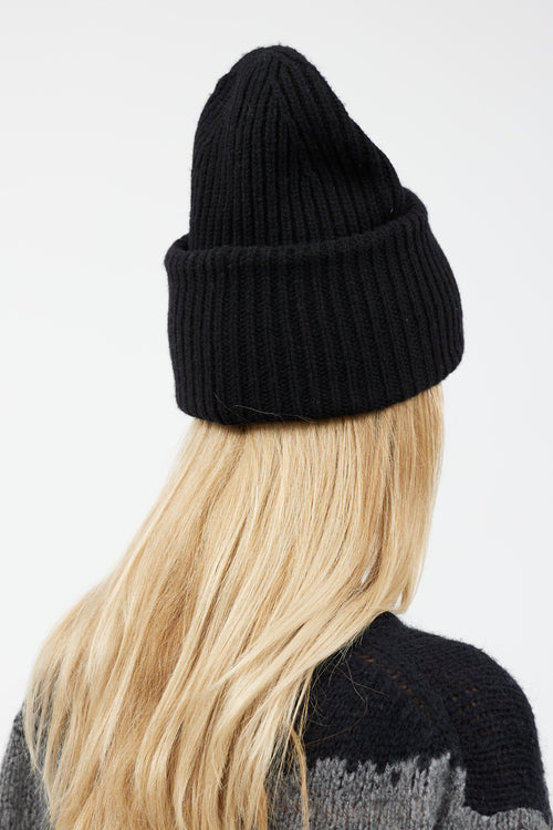 Acne Studios Black Wool Knit Face Beanie