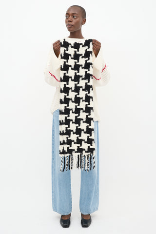 Acne Studios Black 
Cream Knit Scarf