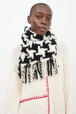 Acne Studios Black 
Cream Knit Scarf