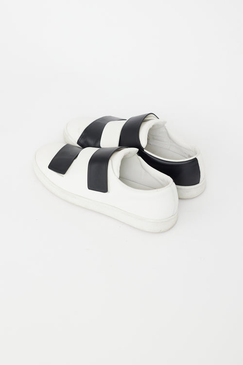 Acne Studios White 
Black Leather Velcro Sneaker