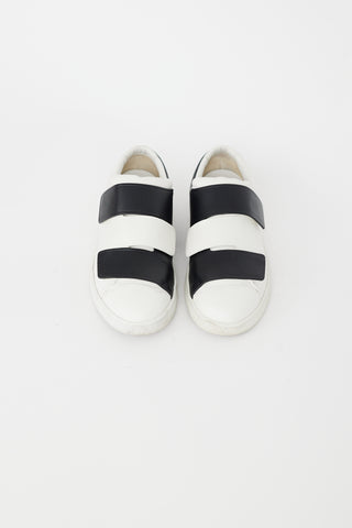 Acne Studios White 
Black Leather Velcro Sneaker