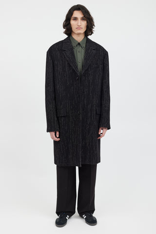 Acne Studios Black 
White Wool Tweed Coat