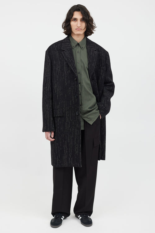 Acne Studios Black 
White Wool Tweed Coat