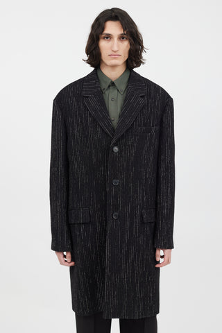 Acne Studios Black 
White Wool Tweed Coat