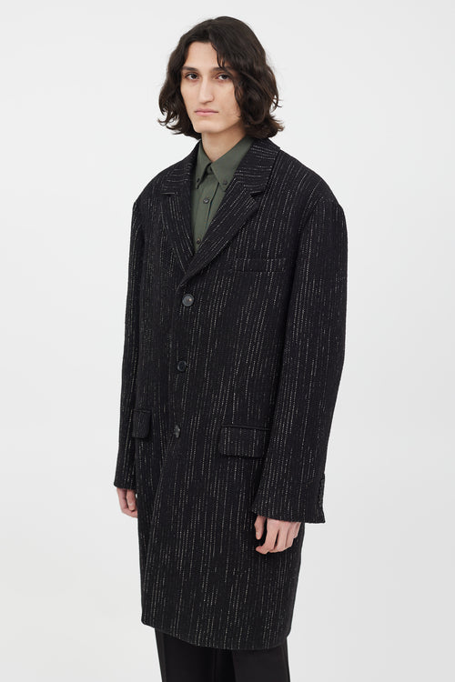 Acne Studios Black 
White Wool Tweed Coat