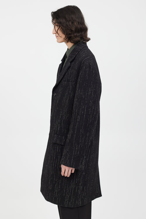 Acne Studios Black 
White Wool Tweed Coat