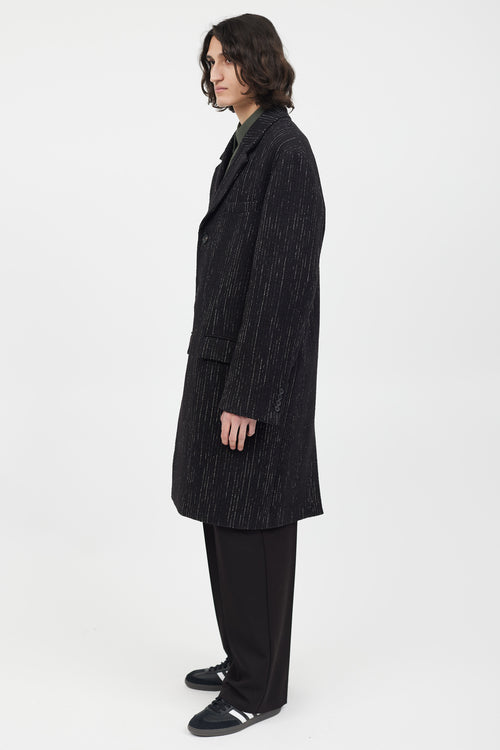 Acne Studios Black 
White Wool Tweed Coat