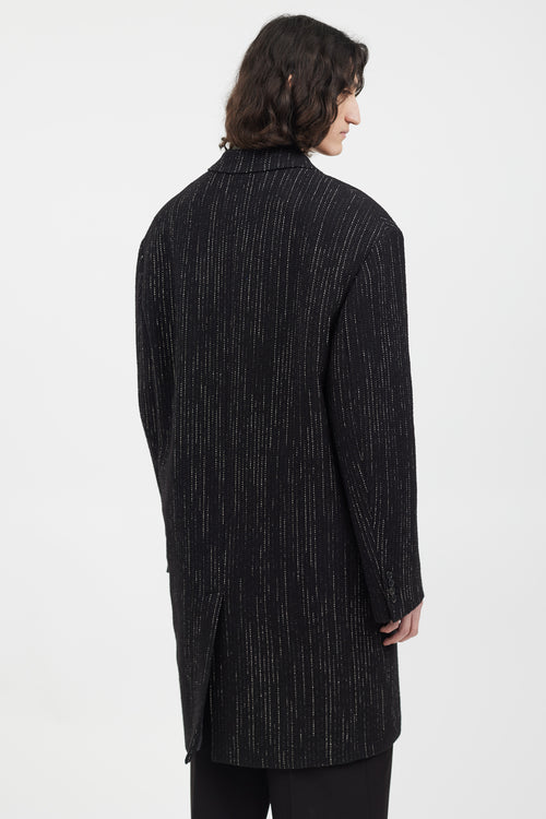 Acne Studios Black 
White Wool Tweed Coat