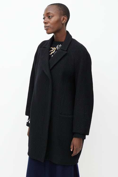 Acne Studios Black Wool Double Breasted Cocoon  Coat