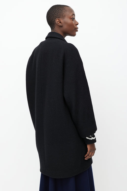 Acne Studios Black Wool Double Breasted Cocoon  Coat