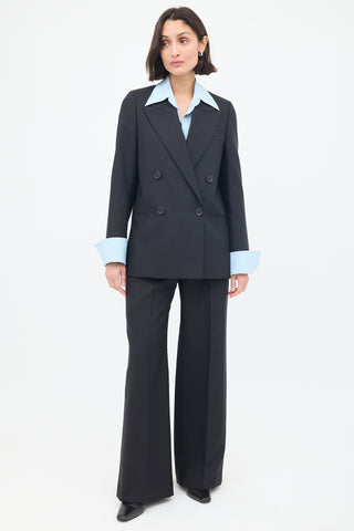 Acne Studios Black Wool Double Breasted Wide Leg Suit