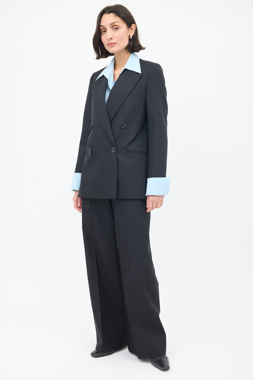 Acne Studios Black Wool Double Breasted Wide Leg Suit