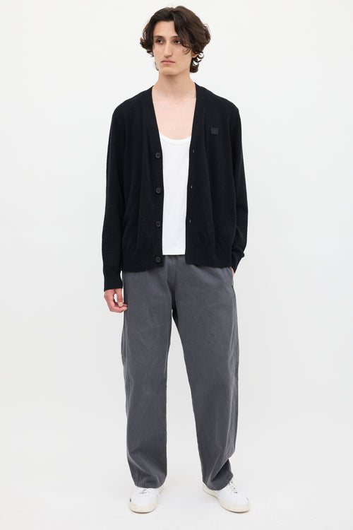 Acne Studios Black Wool Face Logo Cardigan