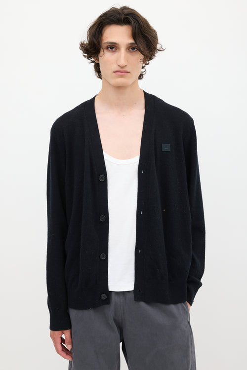 Acne Studios Black Wool Face Logo Cardigan