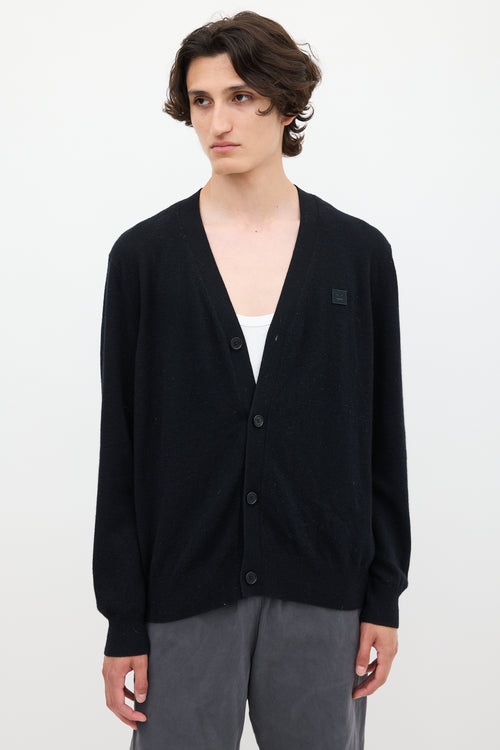 Acne Studios Black Wool Face Logo Cardigan