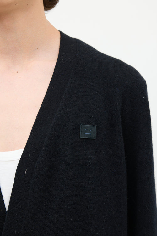 Acne Studios Black Wool Face Logo Cardigan