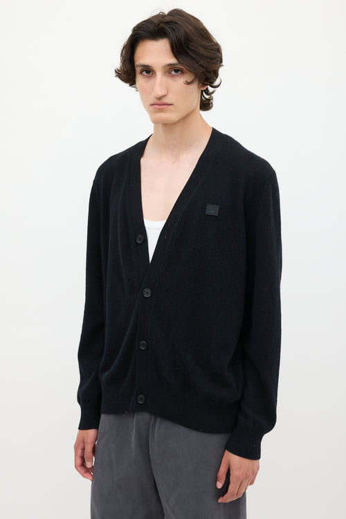 Acne Studios Black Wool Face Logo Cardigan