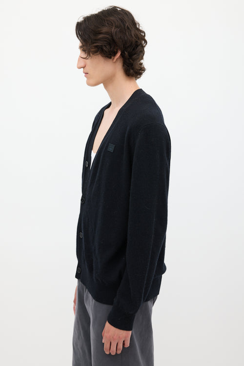 Acne Studios Black Wool Face Logo Cardigan