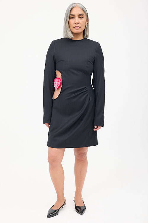 Acne Studios Black Wool Flower Cutout Dress