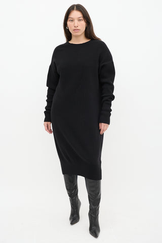 Acne Studios Black Wool Knit Turtleneck Sweater Dress