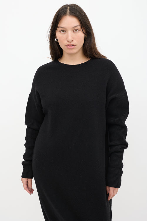 Acne Studios Black Wool Knit Turtleneck Sweater Dress