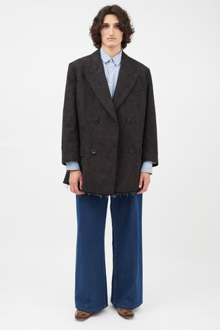 Acne Studios Black Woven Distressed Double Breasted Blazer