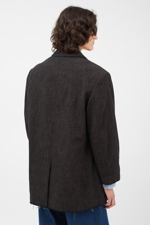 Acne Studios Black Woven Distressed Double Breasted Blazer