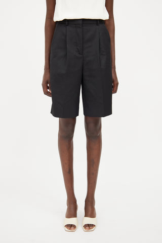 Acne Studios Black Wool Blend Pleat Short