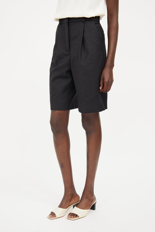 Acne Studios Black Wool Blend Pleat Short