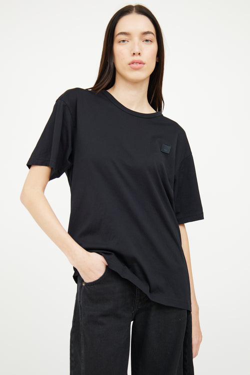 Acne Studios Black Cotton Face Logo Tee