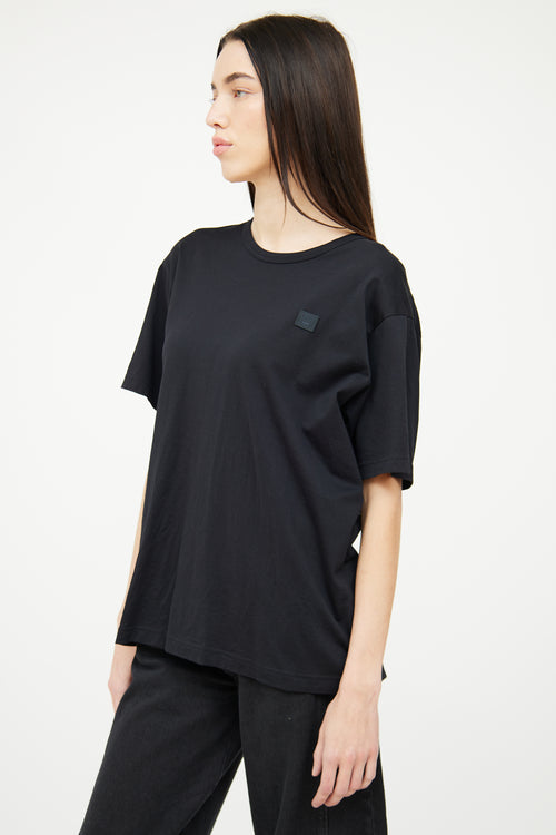 Acne Studios Black Cotton Face Logo Tee