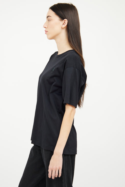 Acne Studios Black Cotton Face Logo Tee