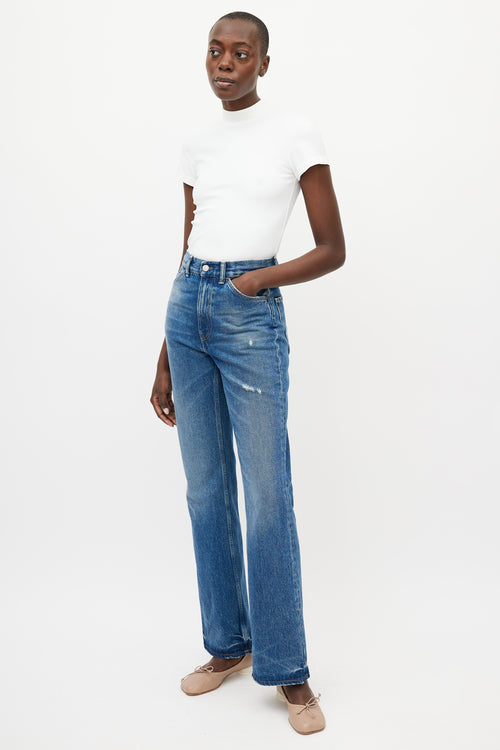 Acne Studios Blue 1977 Distressed Straight Leg Denim Jeans