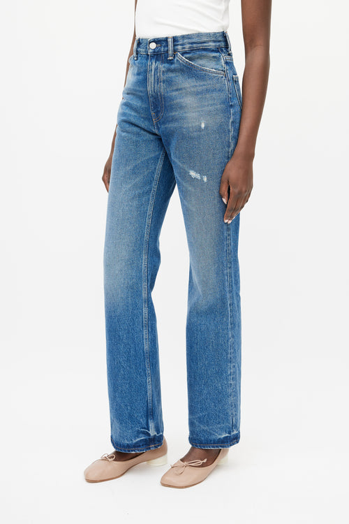 Acne Studios Blue 1977 Distressed Straight Leg Denim Jeans