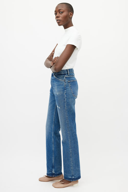 Acne Studios Blue 1977 Distressed Straight Leg Denim Jeans