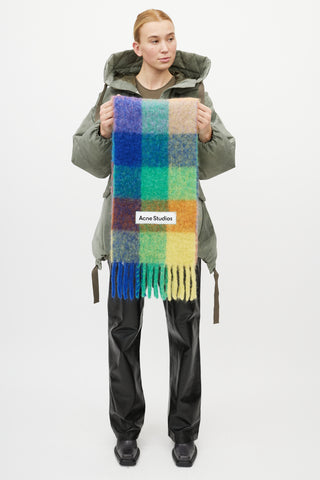 Acne Studios Blue 
Multicolour Wool Checkered Scarf