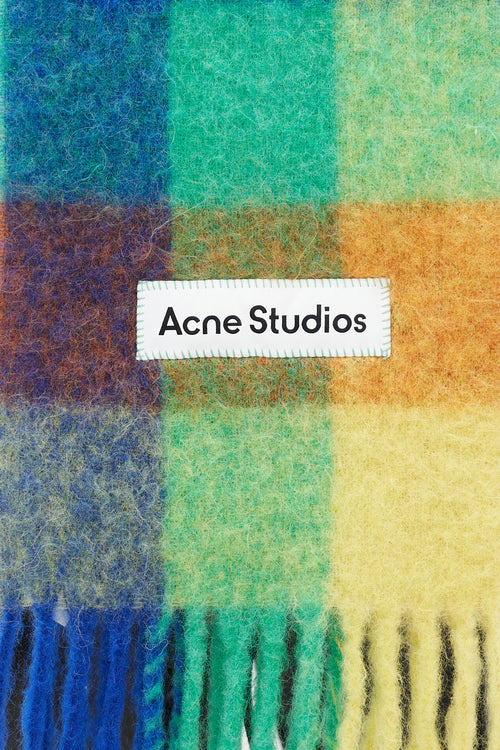 Acne Studios Blue 
Multicolour Wool Checkered Scarf