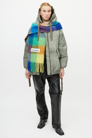 Acne Studios Blue 
Multicolour Wool Checkered Scarf